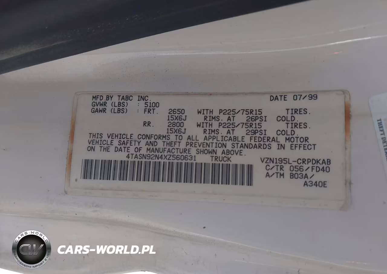 1999 Toyota Tacoma Prerunner V6 VIN:4TASN92N4XZ560631 - 9