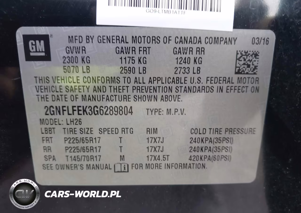 2016 Chevrolet Equinox Lt VIN:2GNFLFEK3G6289804 - 9