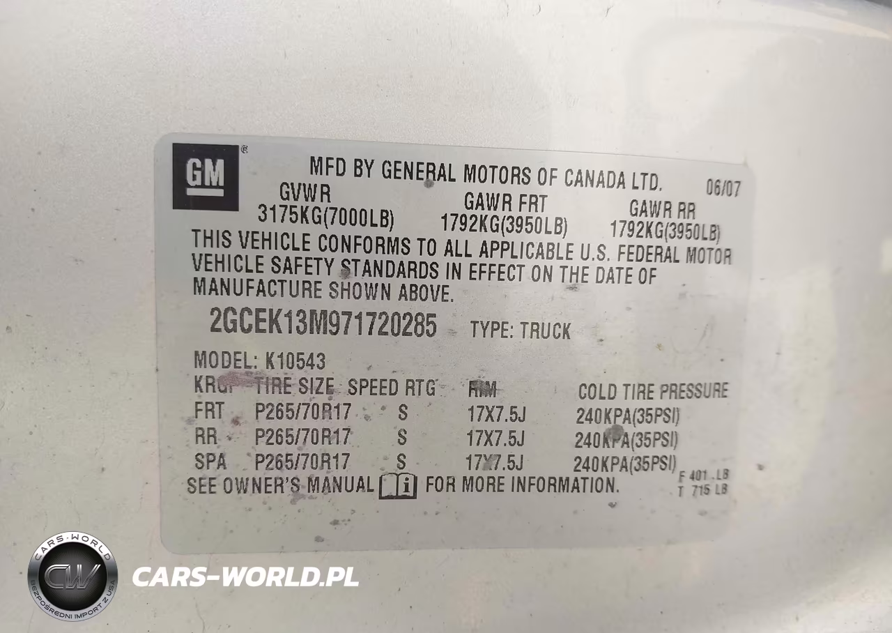 2007 Chevrolet Silverado 1500 Work Truck VIN:2GCEK13M971720285 - 9