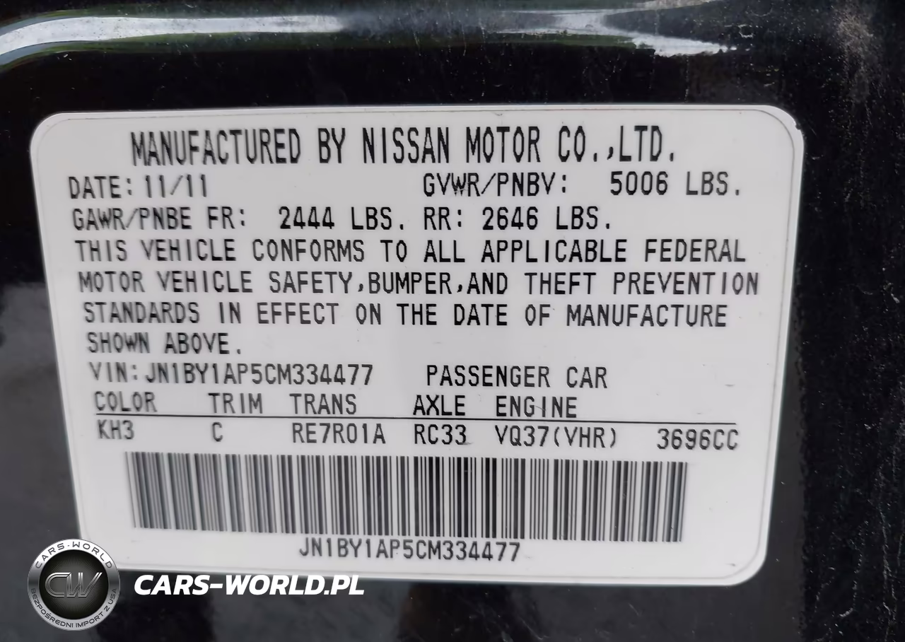 2012 Infiniti M37 VIN:JN1BY1AP5CM334477 - 9