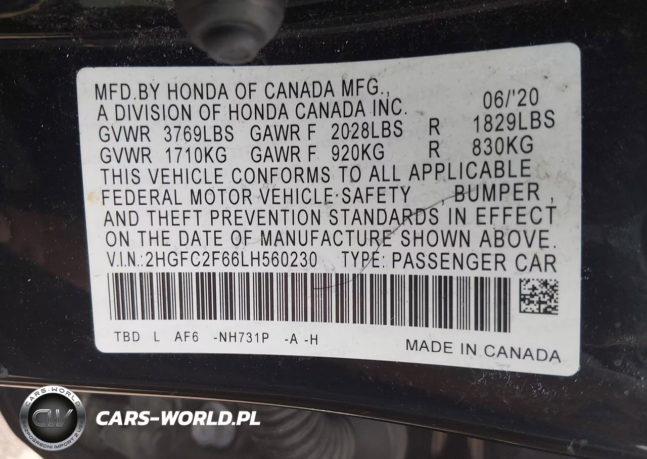 2020 Honda Civic Lx VIN:2HGFC2F66LH560230 - 9