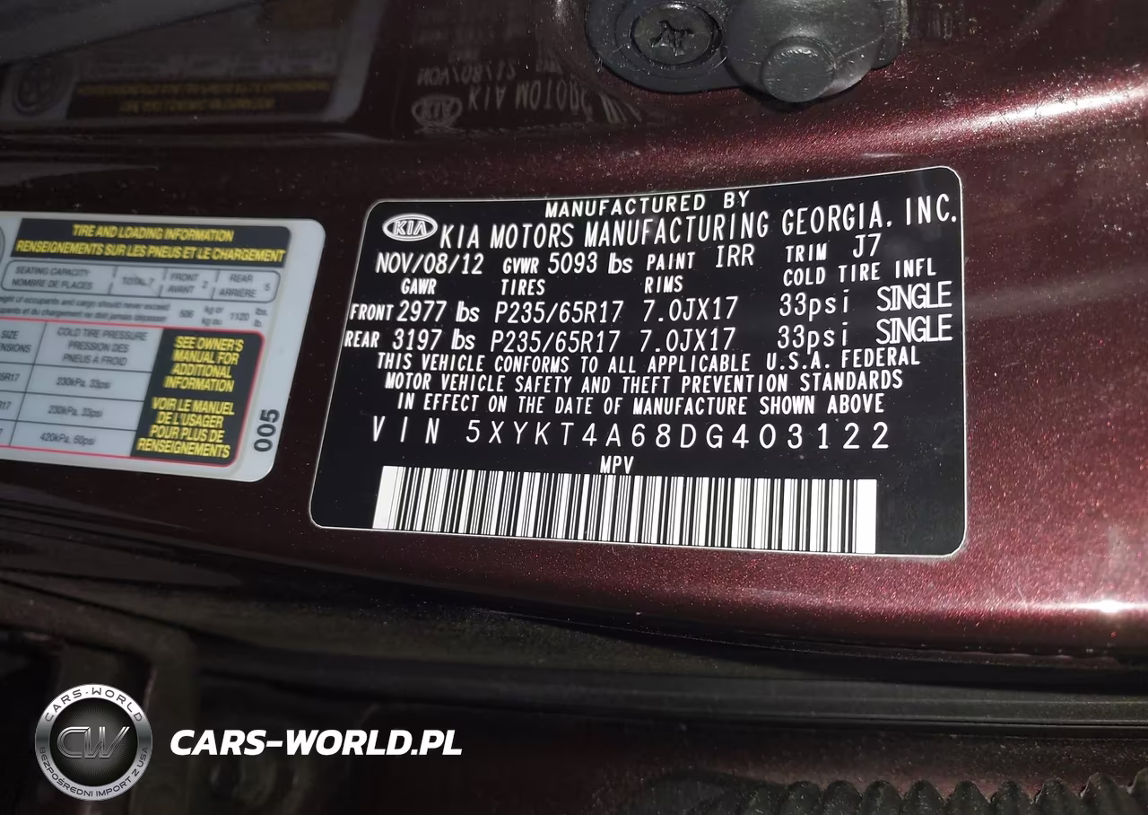 2013 Kia Sorento Lx VIN:5XYKT4A68DG403122 - 9