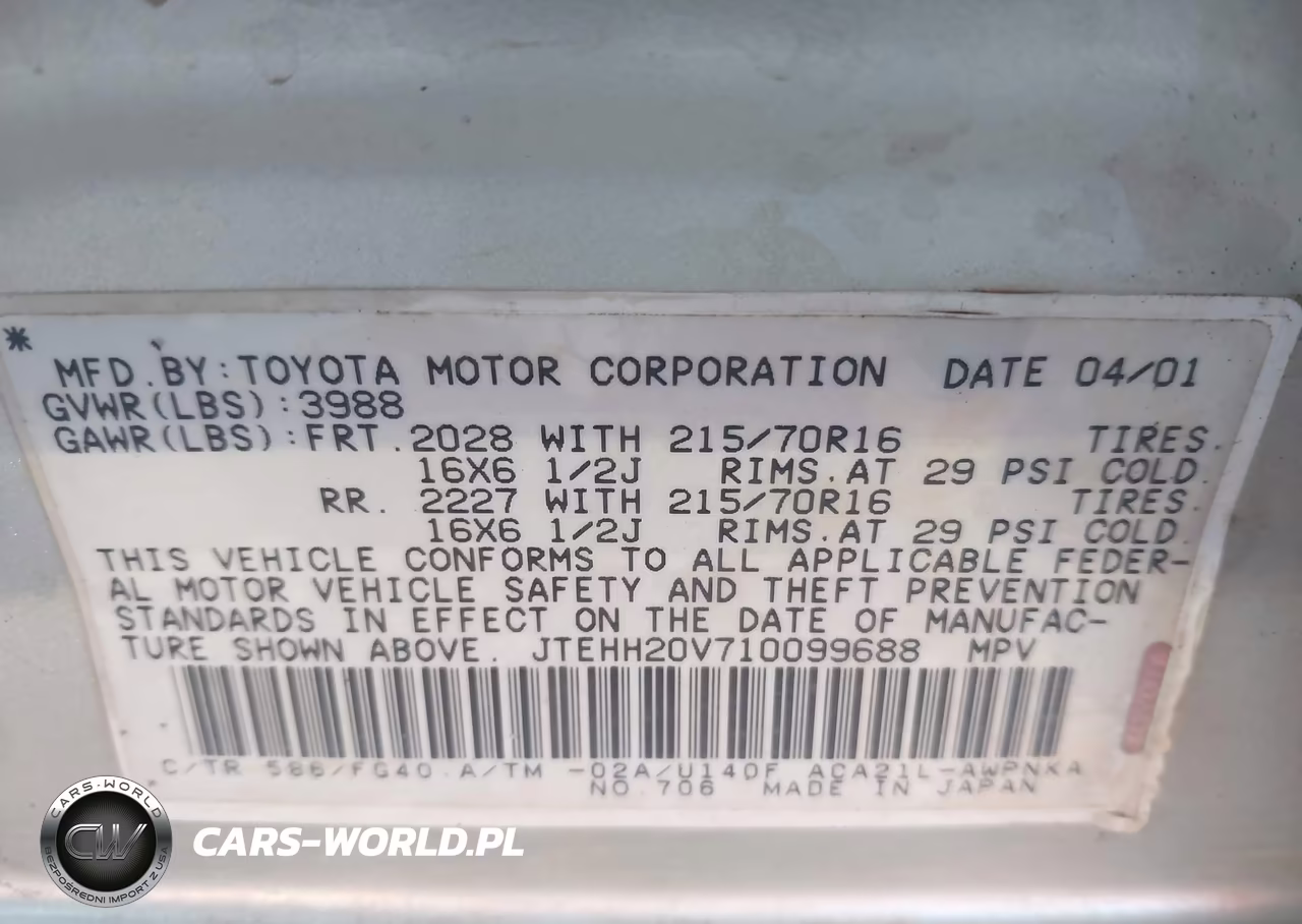 2001 Toyota Rav4 VIN:JTEHH20V710099688 - 9