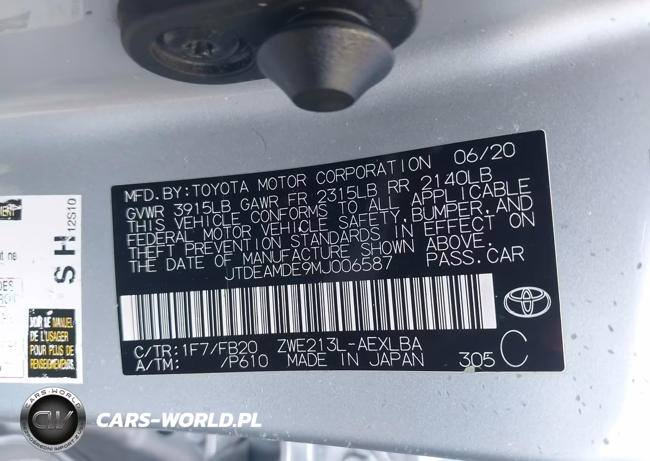 2021 Toyota Corolla Hybrid Le VIN:JTDEAMDE9MJ006587 - 9