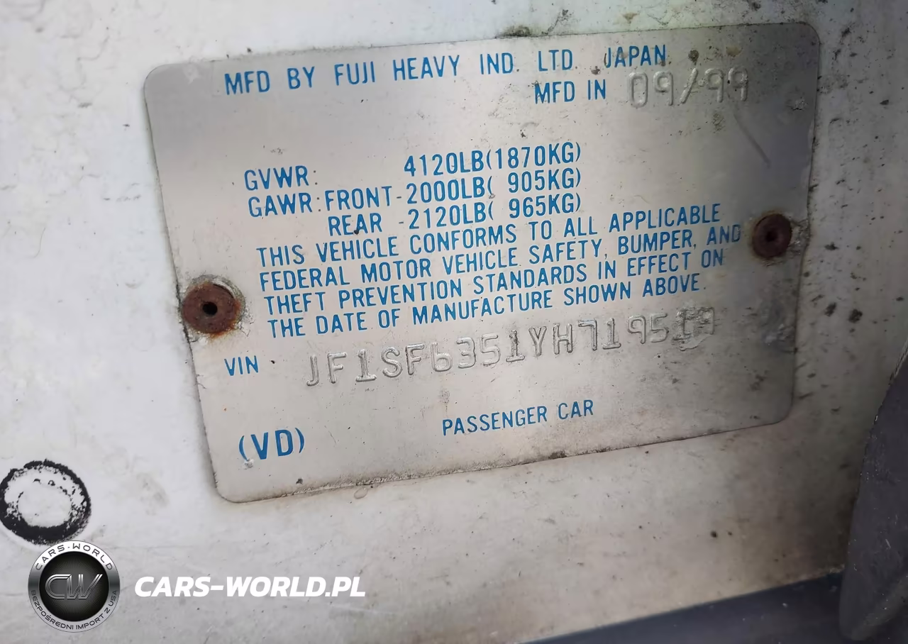 2000 Subaru Forester L VIN:JF1SF6351YH719519 - 9