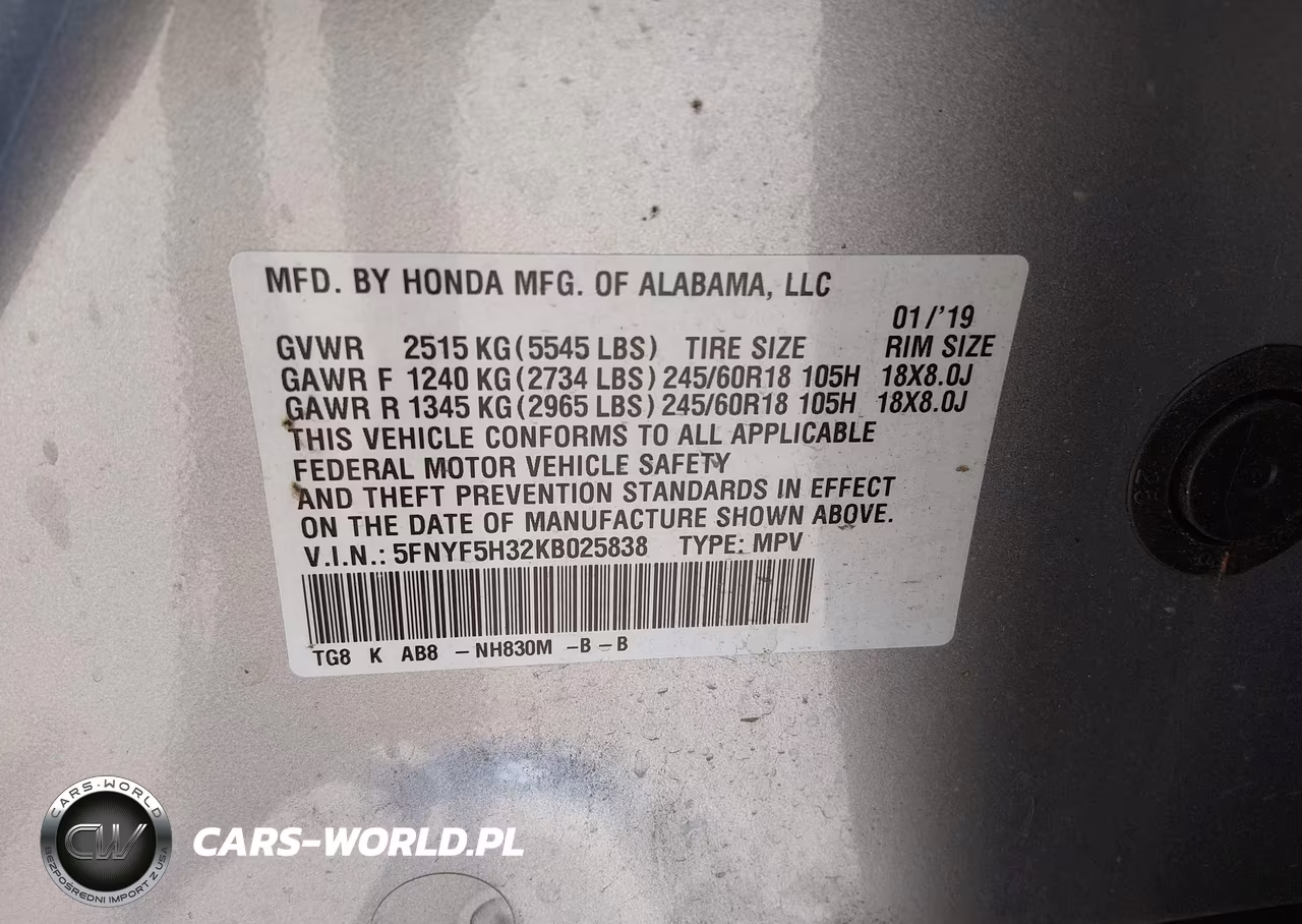 2019 Honda Pilot Ex VIN:5FNYF5H32KB025838 - 9