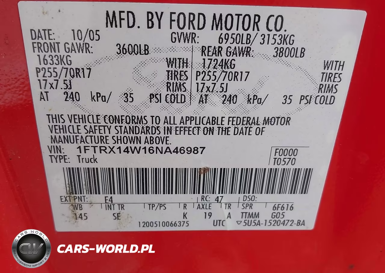 2006 Ford F-150 Stx-Xl-Xlt VIN:1FTRX14W16NA46987 - 9