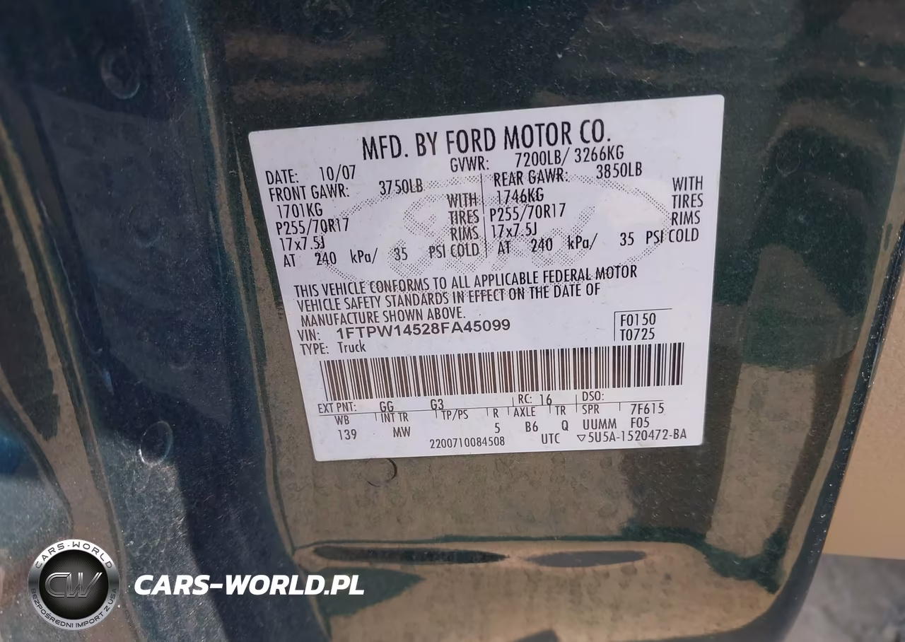 2008 Ford F-150 Xlt VIN:1FTPW14528FA45099 - 9