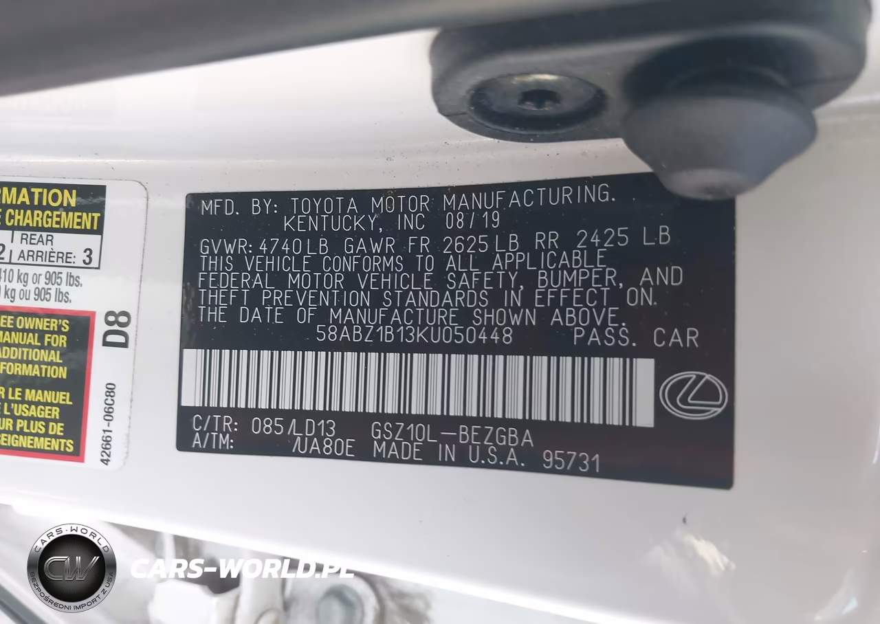 2019 Lexus Es 350 VIN:58ABZ1B13KU050448 - 9