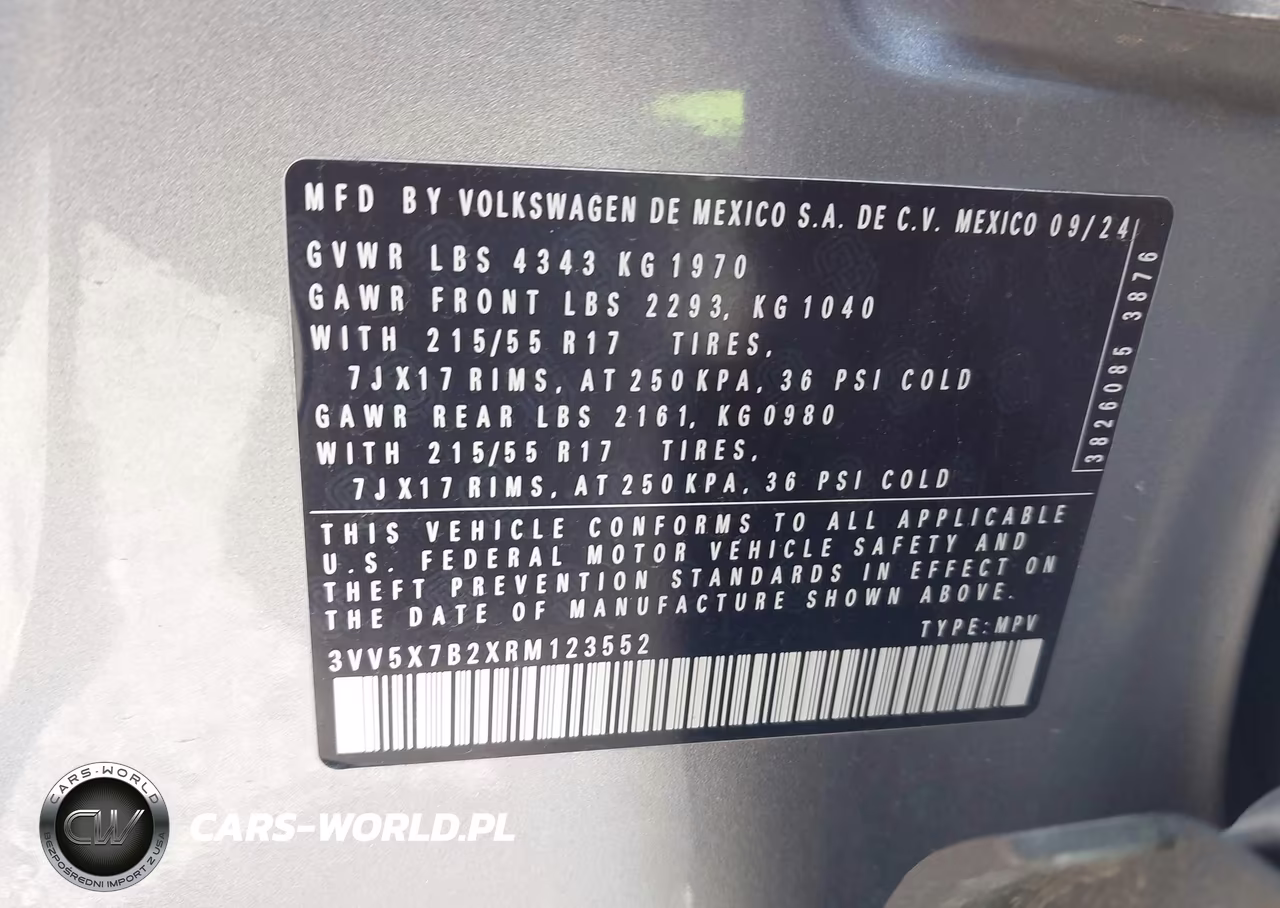 2024 Volkswagen Taos 1.5T S VIN:3VV5X7B2XRM123552 - 9