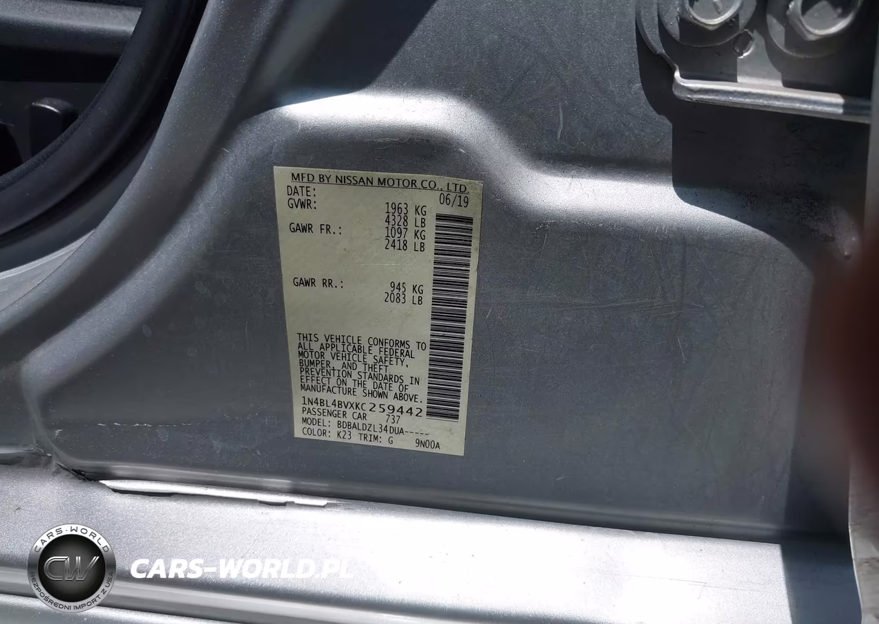 2019 Nissan Altima 2.5 S VIN:1N4BL4BVXKC259442 - 9