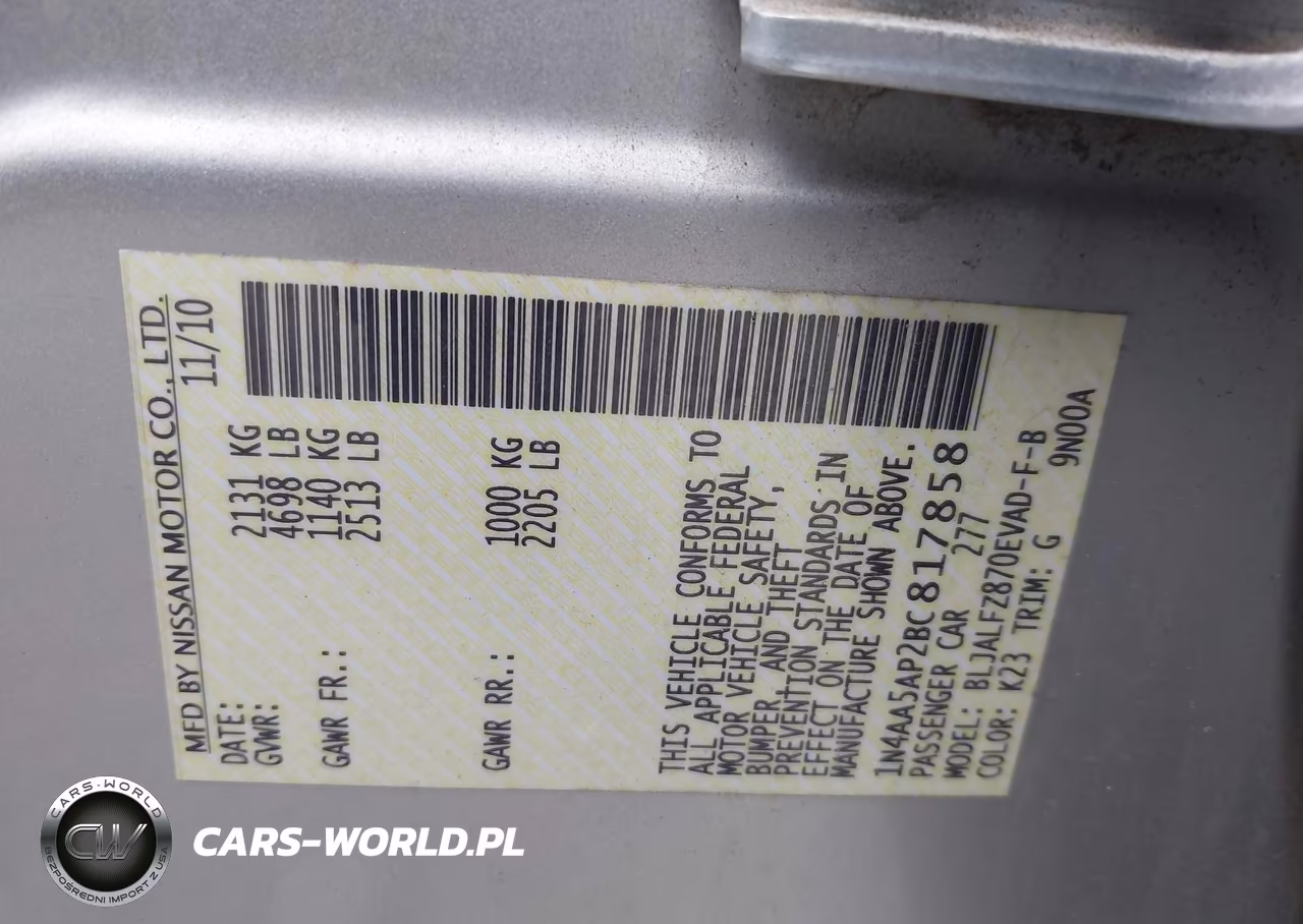 2011 Nissan Maxima 3.5 Sv VIN:1N4AA5AP2BC817858 - 9