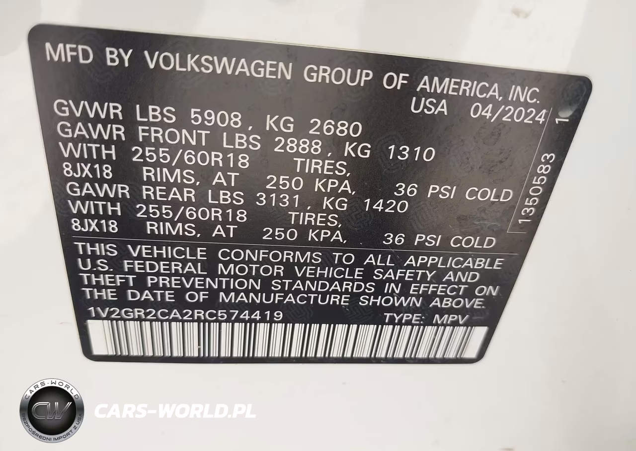 2024 Volkswagen Atlas 2.0T Peak Edition Sel VIN:1V2GR2CA2RC574419 - 9