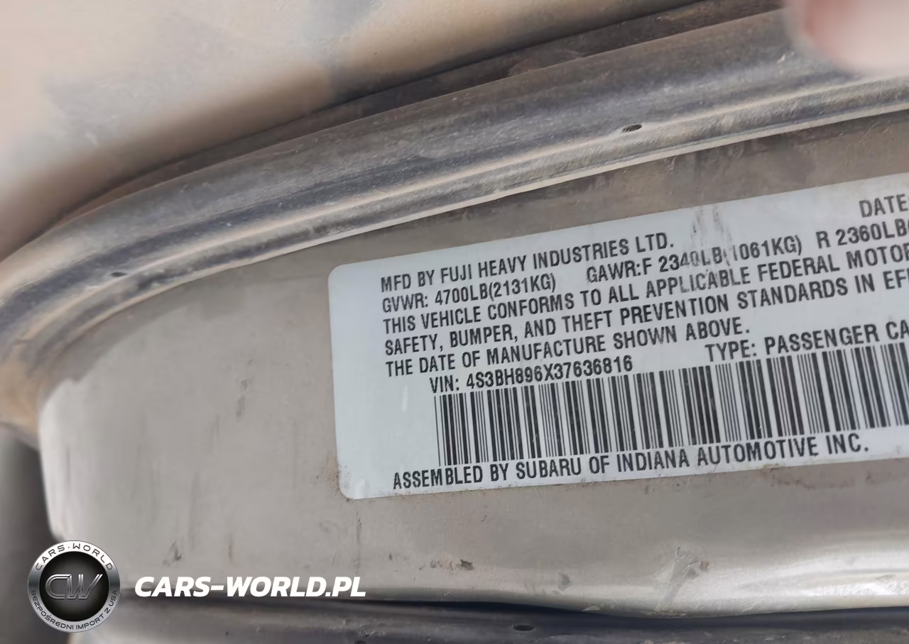 2004 Subaru Outback H6-3.0 Vdc VIN:4S3BH896547619892 - 9