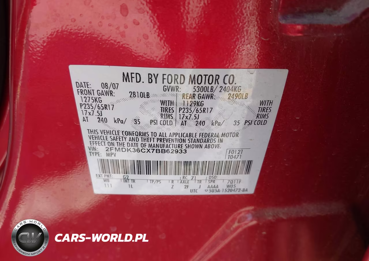 2007 Ford Edge Se VIN:2FMDK36CX7BB62933 - 9
