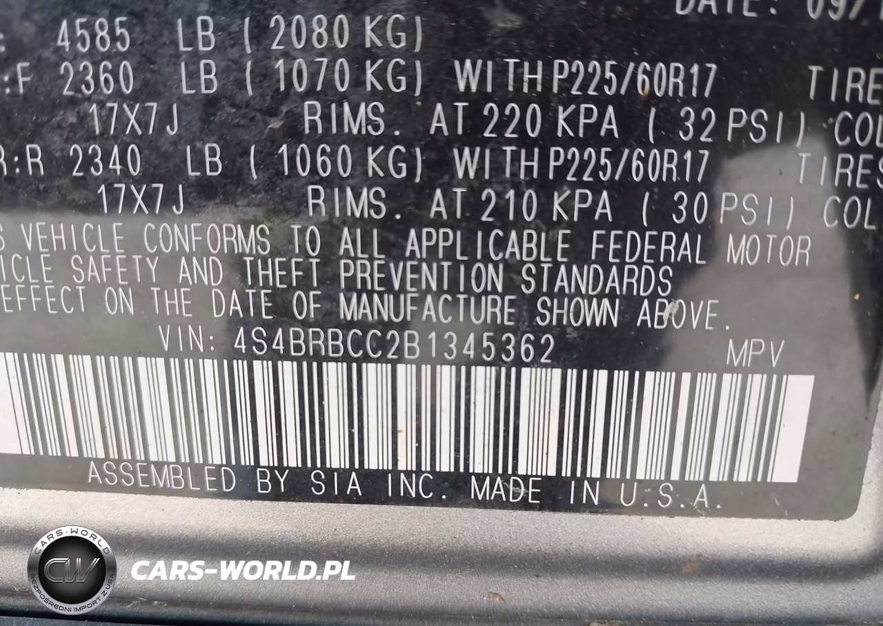 2011 Subaru Outback 2.5I Premium VIN:4S4BRBCC2B1345362 - 9
