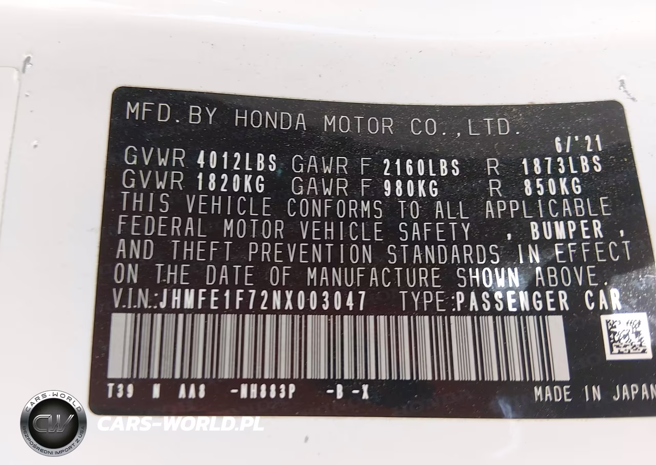 2022 Honda Civic Ex VIN:JHMFE1F72NX003047 - 9