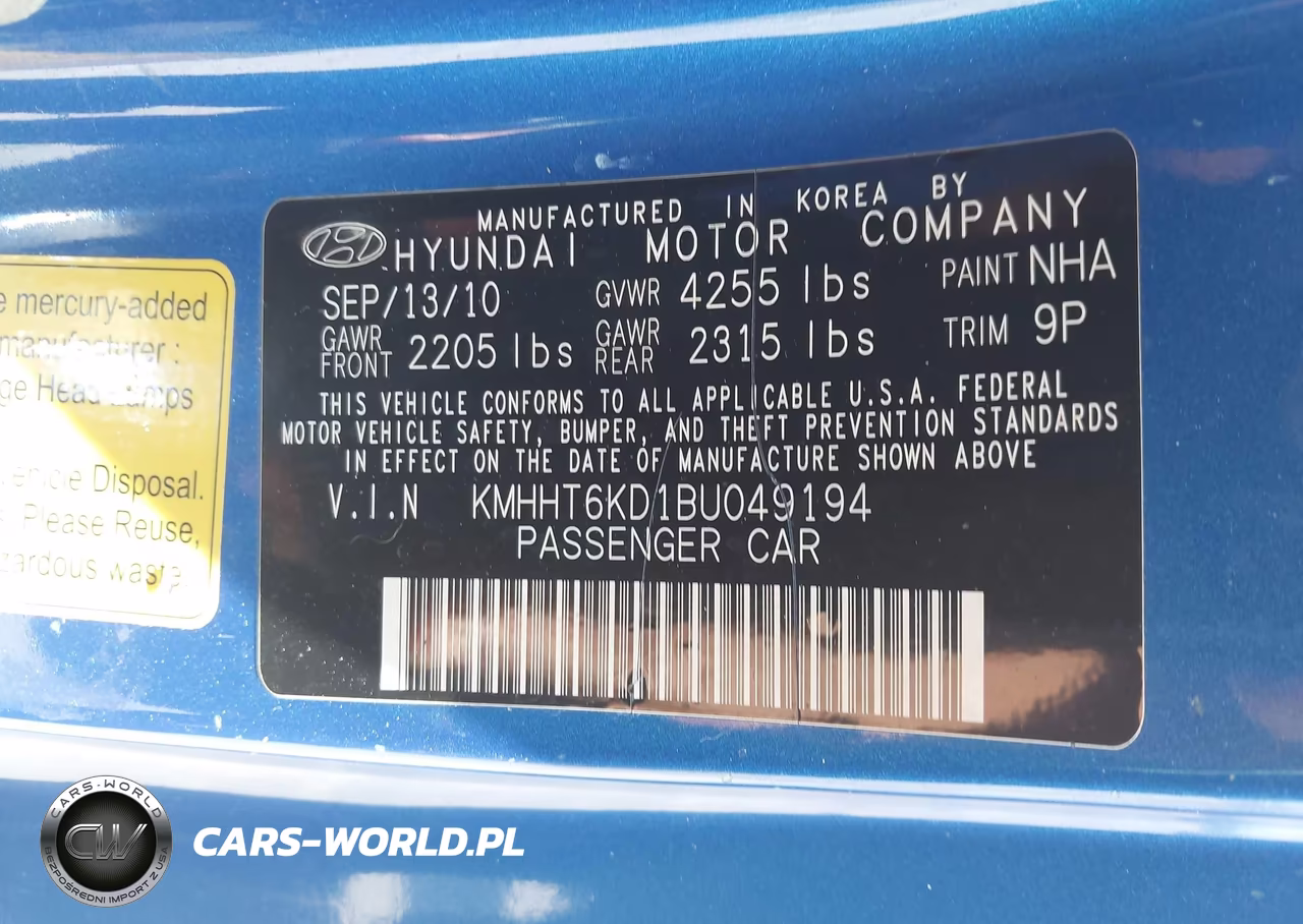 2011 Hyundai Genesis 2.0T Premium VIN:KMHHT6KD1BU049194 - 9