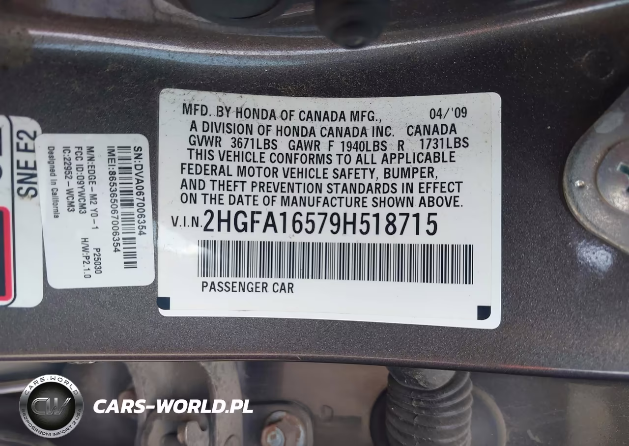 2009 Honda Civic Lx VIN:2HGFA16579H518715 - 9