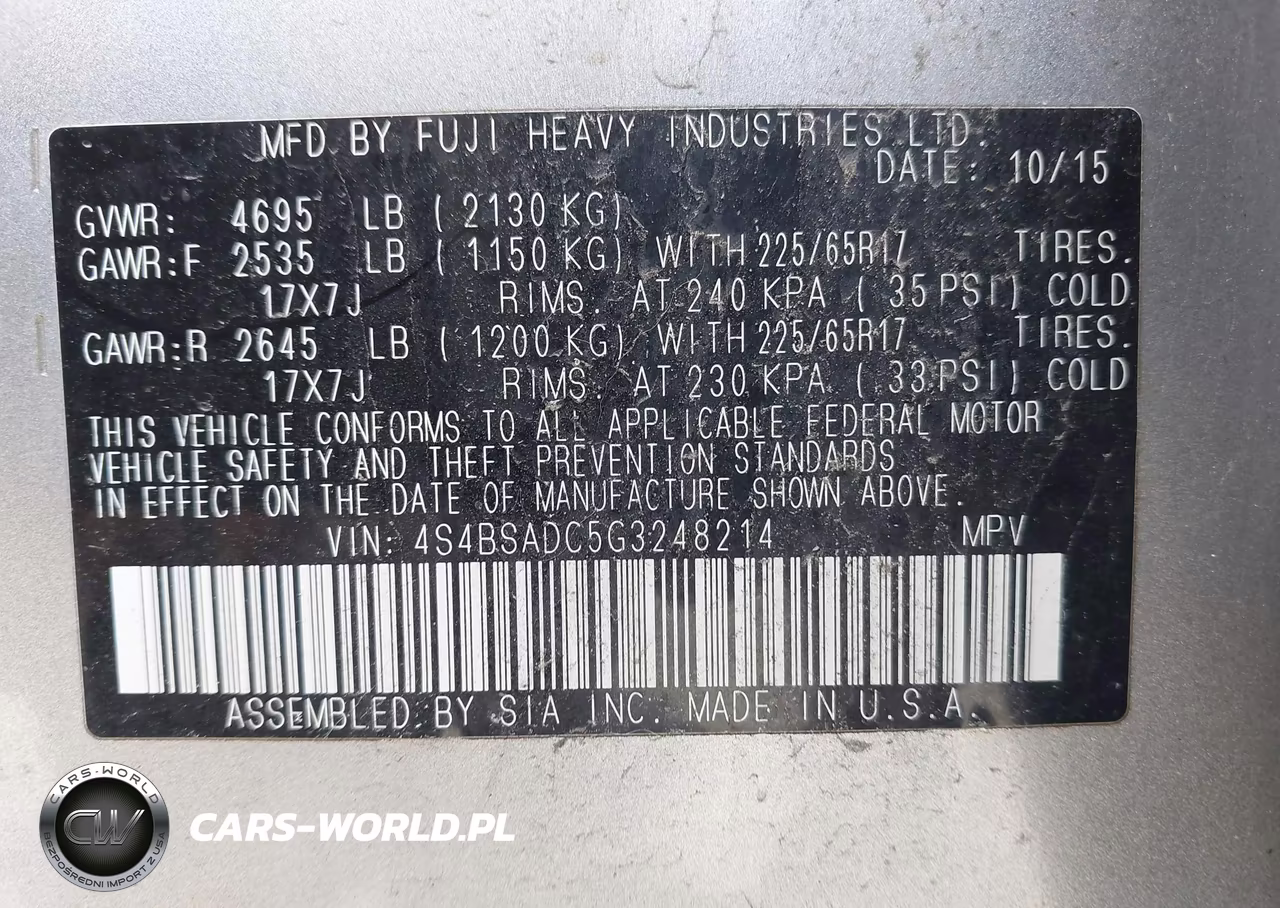2016 Subaru Outback 2.5I Premium VIN:4S4BSADC5G3248214 - 9
