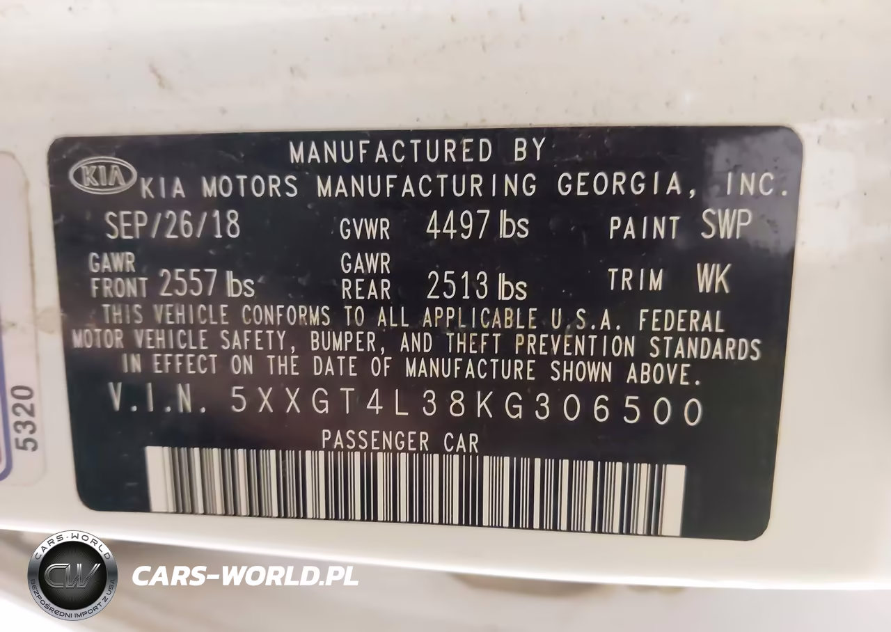 2019 Kia Optima S VIN:5XXGT4L38KG306500 - 9