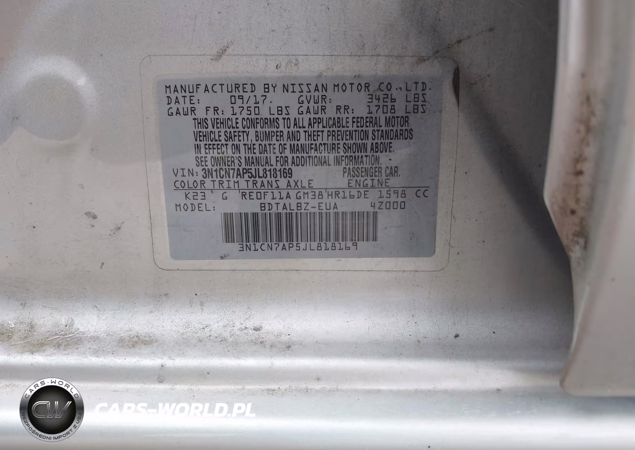 2018 Nissan Versa 1.6 Sv VIN:3N1CN7AP5JL818169 - 9