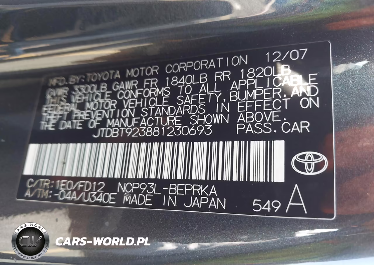 2008 Toyota Yaris VIN:JTDBT923881230693 - 9