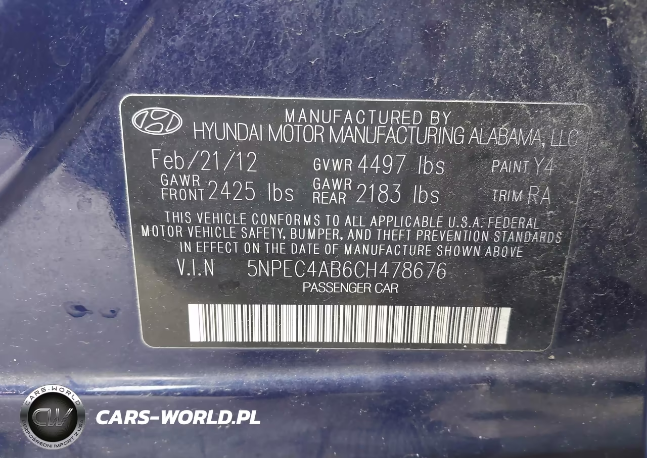 2012 Hyundai Sonata Se 2.0T VIN:5NPEC4AB6CH478676 - 9