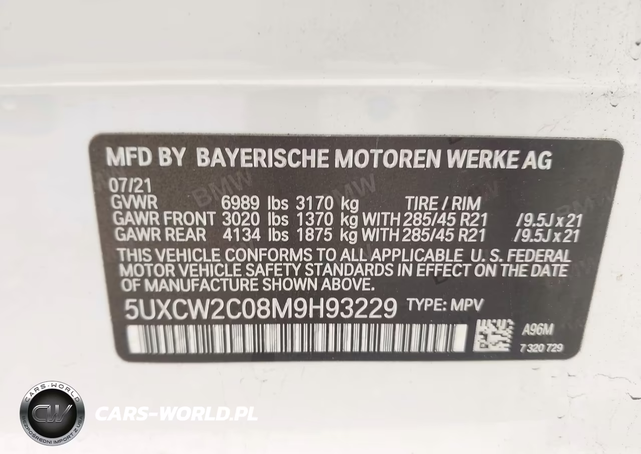 2021 BMW X7 xDrive40I VIN:5UXCW2C08M9H93229 - 9
