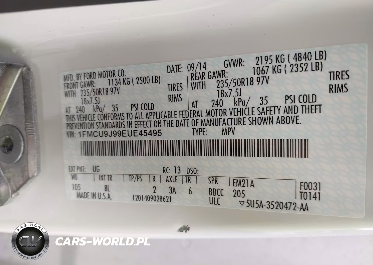 2014 Ford Escape Titanium VIN:1FMCU9J99EUE45495 - 9