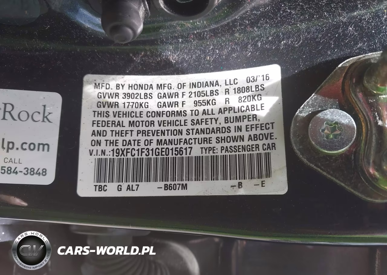 2016 Honda Civic Ex-T VIN:19XFC1F31GE015617 - 9