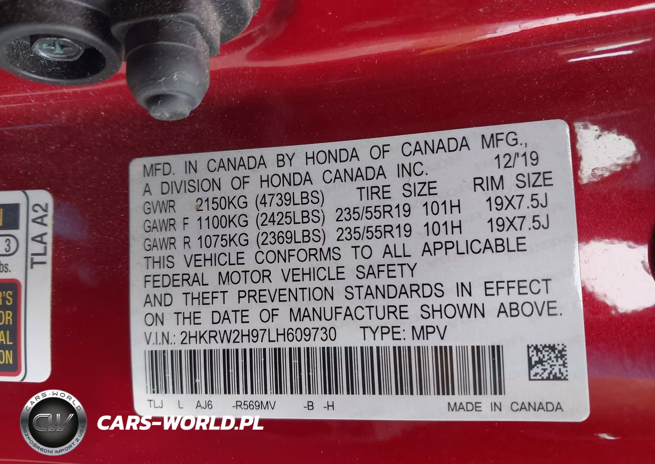 2020 Honda Cr-V Awd Touring VIN:2HKRW2H97LH609730 - 9