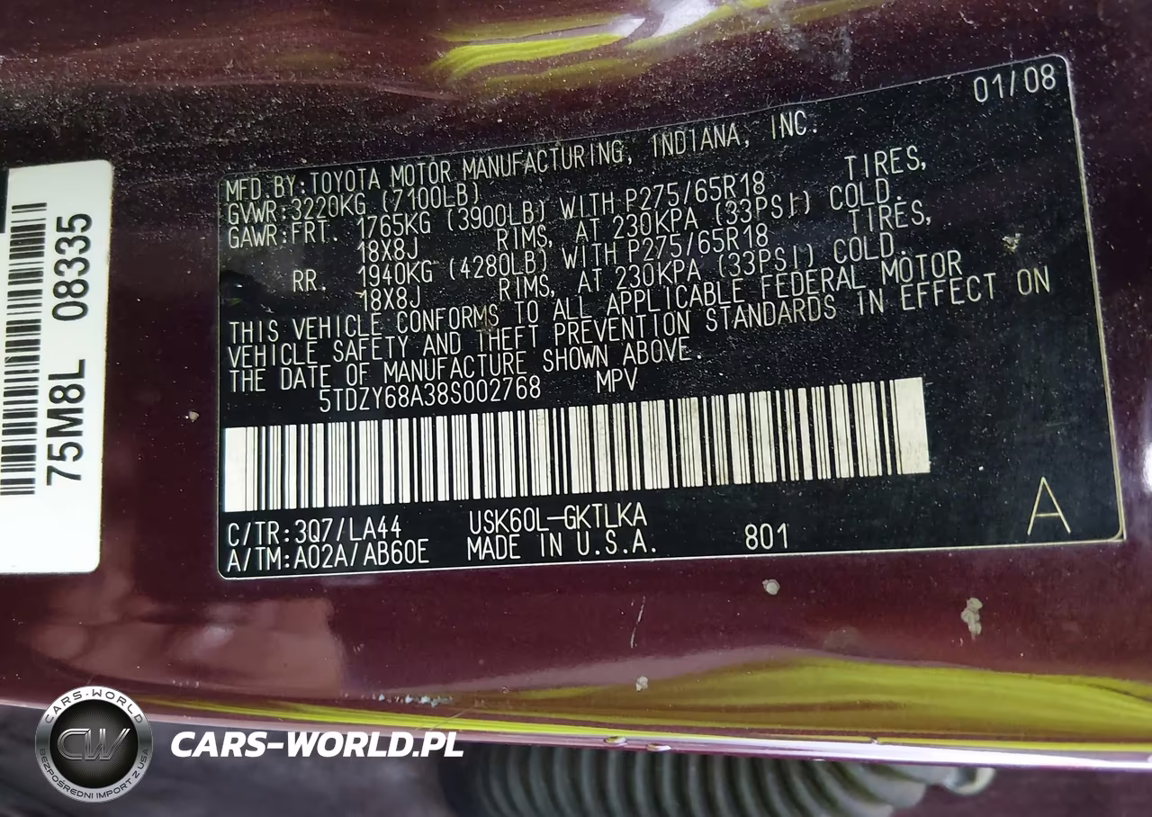 2008 Toyota Sequoia Limited 5.7L V8 VIN:5TDZY68A38S002768 - 9