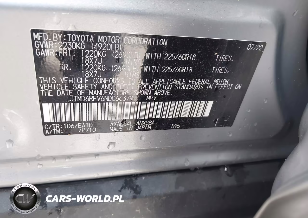 2022 Toyota Rav4 Hybrid Limited VIN:JTMD6RFV6ND066379 - 9