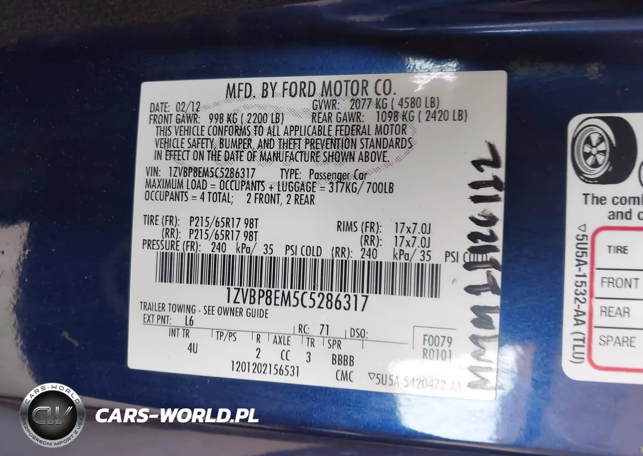 2012 Ford Mustang V6 Premium VIN:1ZVBP8EM5C5286317 - 9
