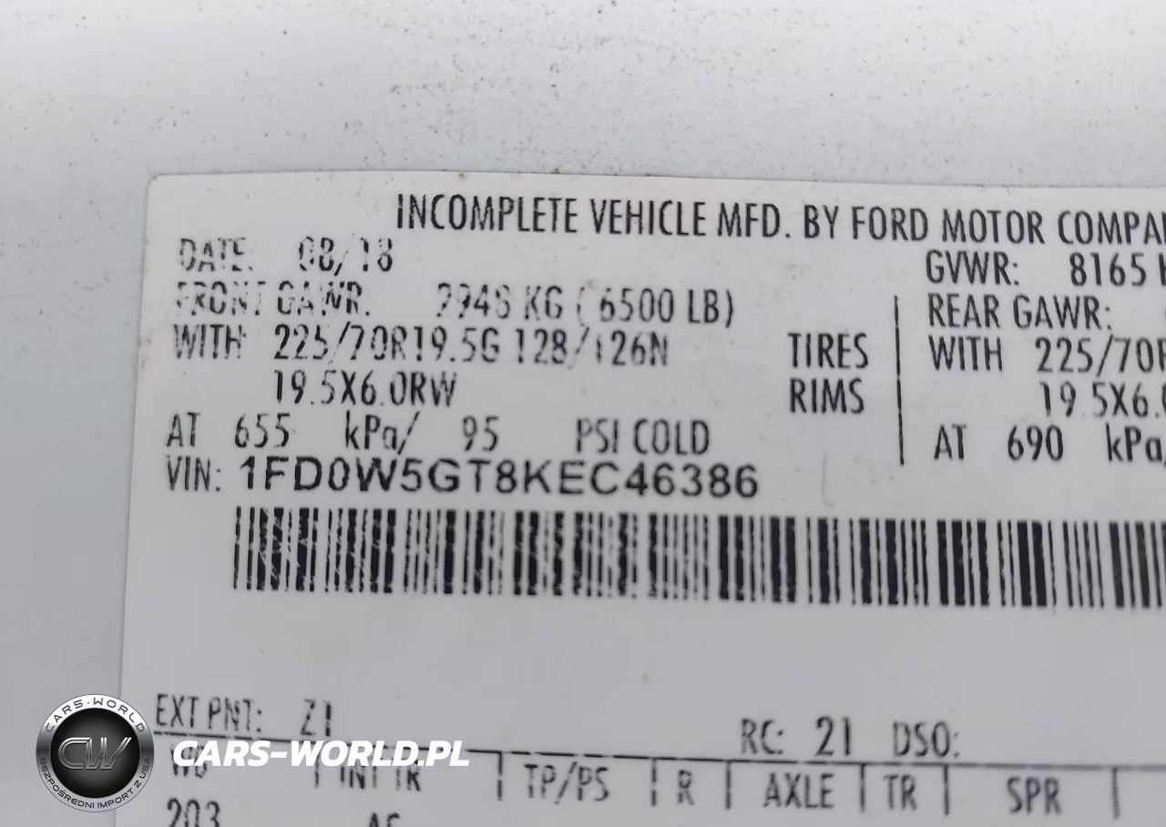 2019 Ford F-550 Chassis Xl VIN:1FD0W5GT8KEC46386 - 8
