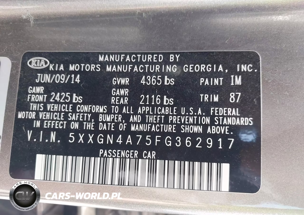 2015 Kia Optima Ex VIN:5XXGN4A75FG362917 - 9