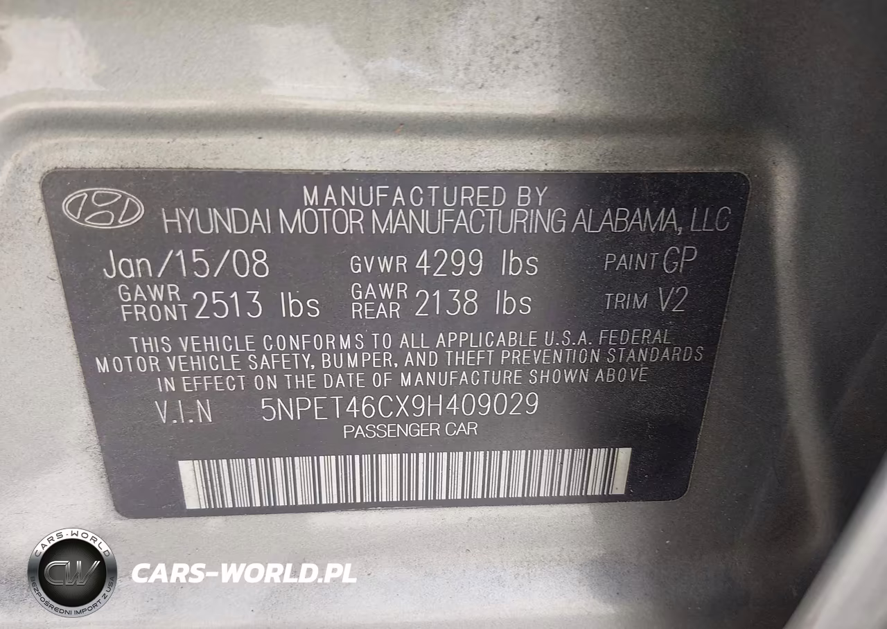 2009 Hyundai Sonata Gls VIN:5NPET46CX9H409029 - 9