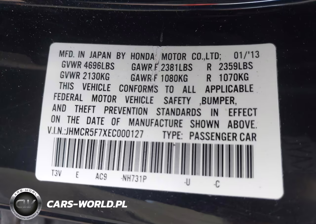 2014 Honda Accord Plug-In Hybrid VIN:JHMCR5F7XEC000127 - 9