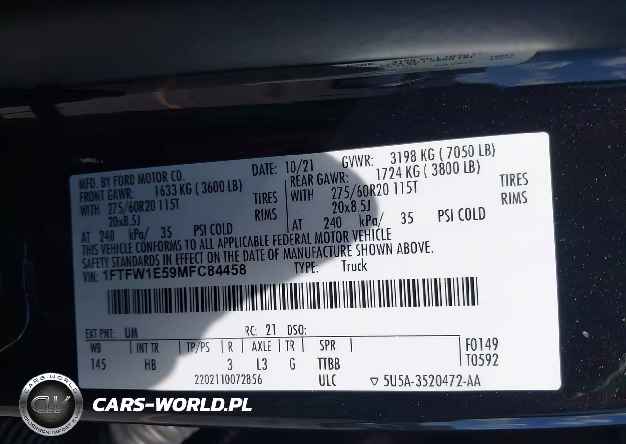 2021 Ford F-150 Lariat VIN:1FTFW1E59MFC84458 - 9