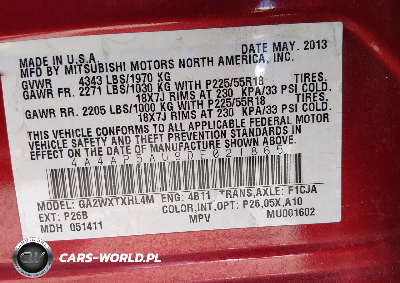 2013 Mitsubishi Outlander Sport Le VIN:4A4AP5AU9DE021865 - 9