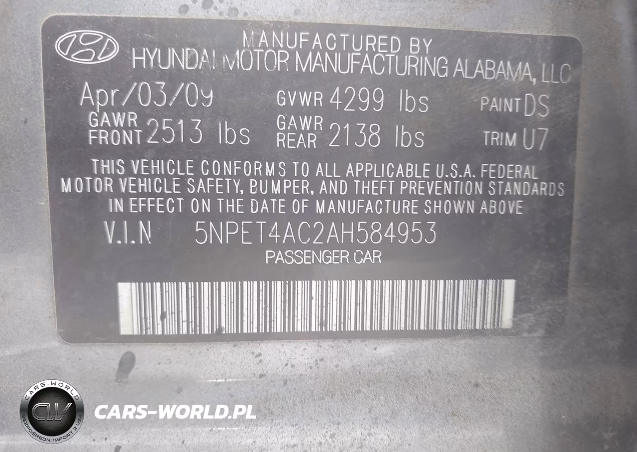2010 Hyundai Sonata Gls VIN:5NPET4AC2AH584953 - 9