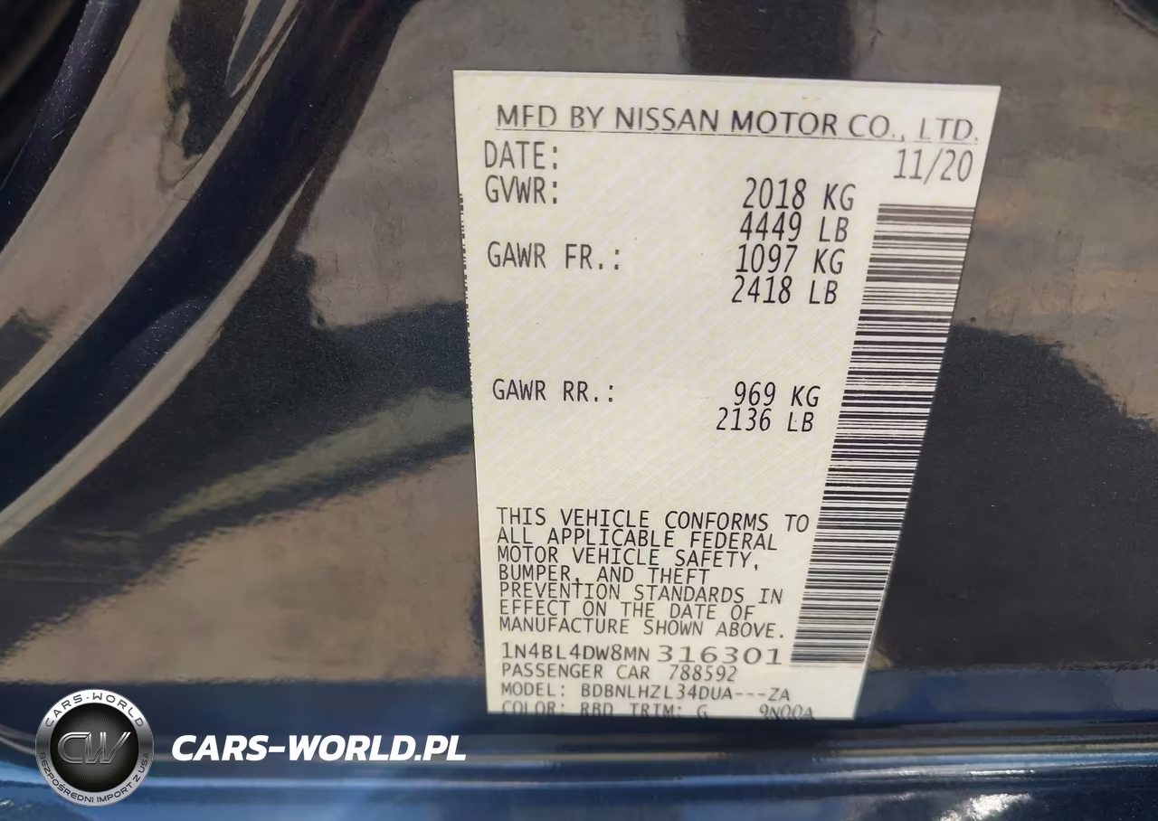 2021 Nissan Altima Sv Intelligent Awd VIN:1N4BL4DW8MN316301 - 9