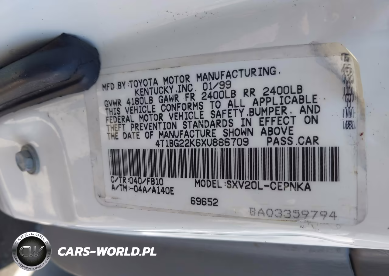 1999 Toyota Camry Le VIN:4T1BG22K6XU886709 - 9