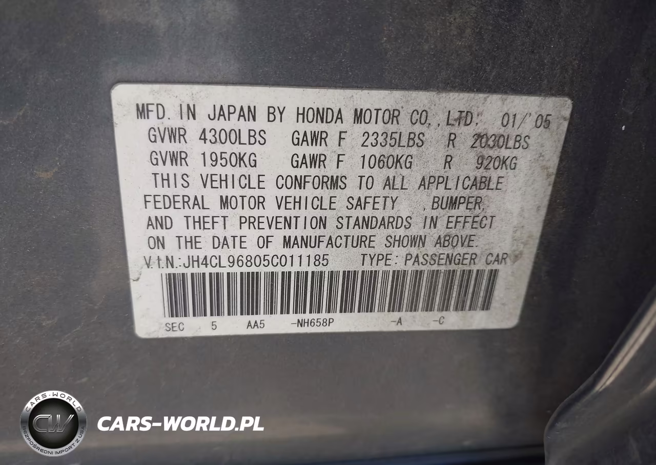 2005 Acura Tsx VIN:JH4CL96805C011185 - 9