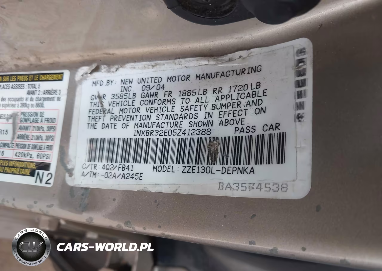 2005 Toyota Corolla Le VIN:1NXBR32E05Z412388 - 9