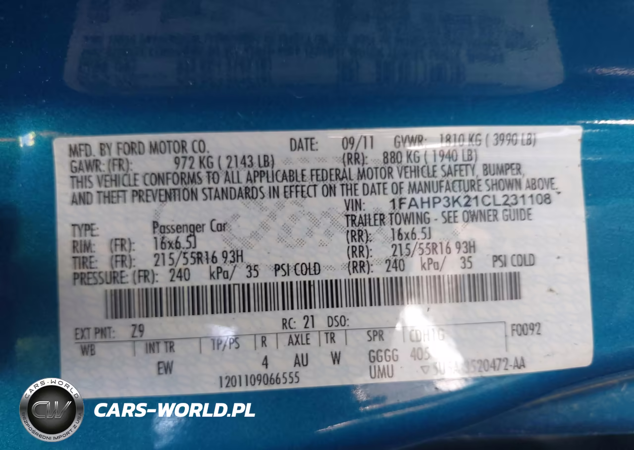 2012 Ford Focus Se VIN:1FAHP3K21CL231108 - 9