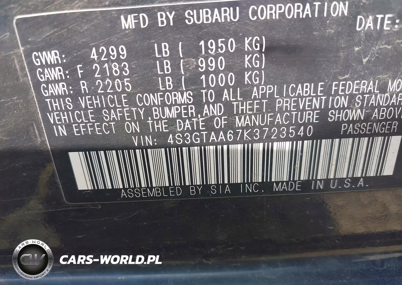 2019 Subaru Impreza 2.0I VIN:4S3GTAA67K3723540 - 9