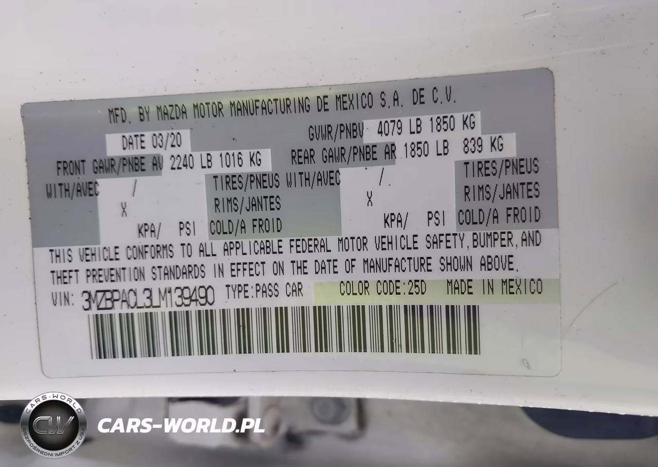 2020 Mazda Mazda3 Select Package VIN:3MZBPACL3LM139490 - 9