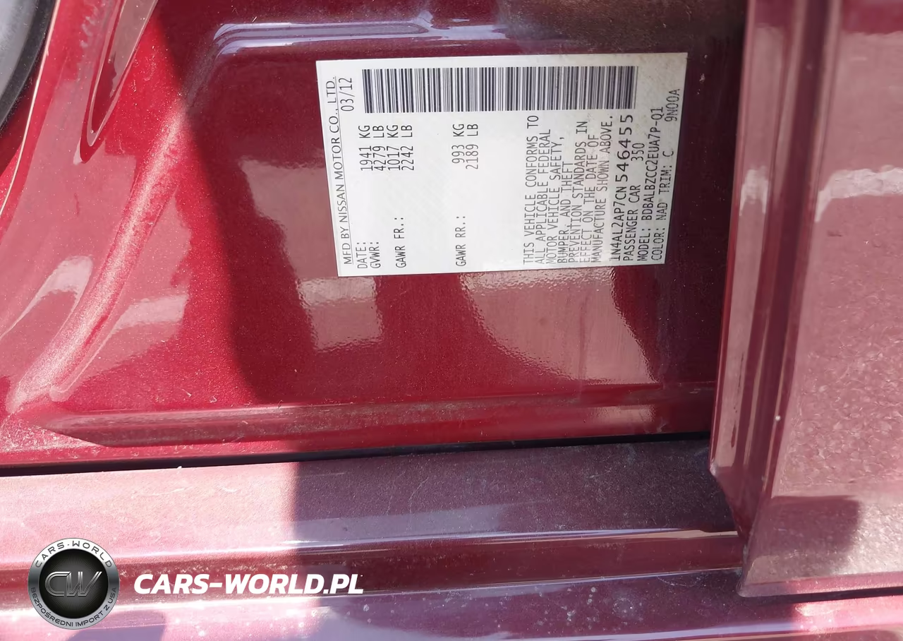 2012 Nissan Altima 2.5 S VIN:1N4AL2AP7CN546455 - 9